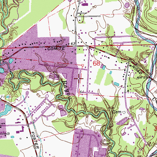Topographic Map of Whispering Oaks, LA