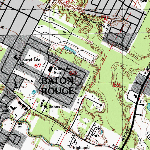 Topographic Map of Wildwood, LA
