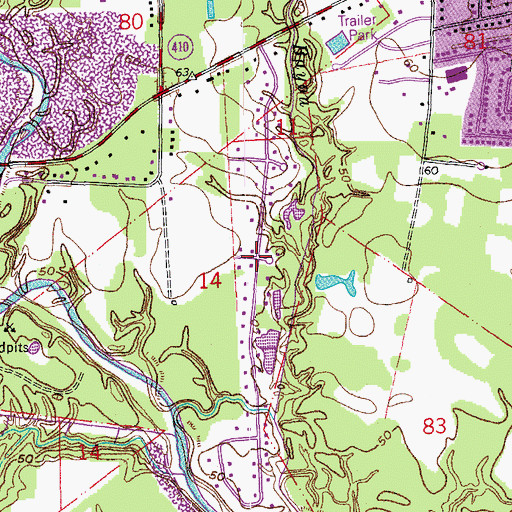 Topographic Map of Winchester, LA