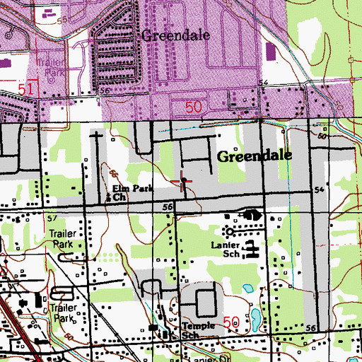 Topographic Map of Windfall, LA