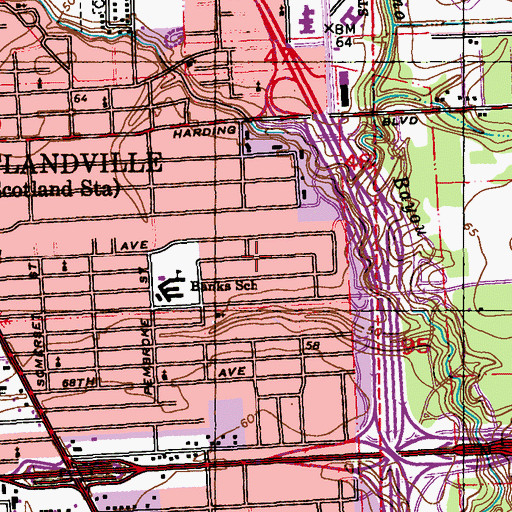 Topographic Map of Woodaire, LA