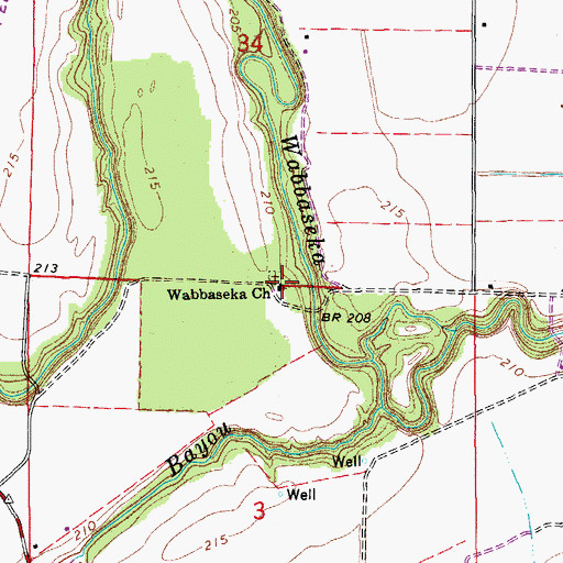 Topographic Map of Wabbaseka Church, AR