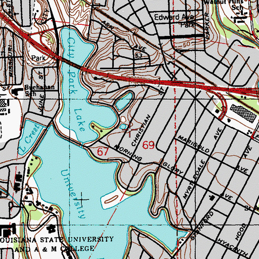 Topographic Map of Zee Zee Gardens, LA