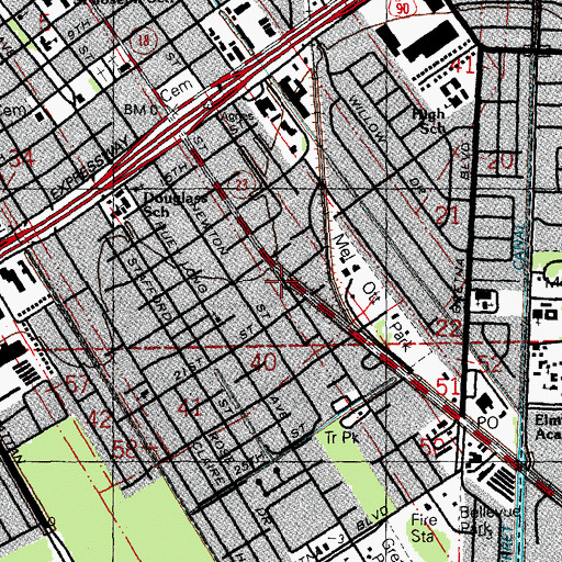 Topographic Map of Gretna Village Shopping Center, LA