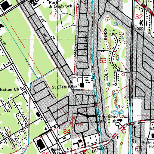 Topographic Map of Saint Cletus School, LA