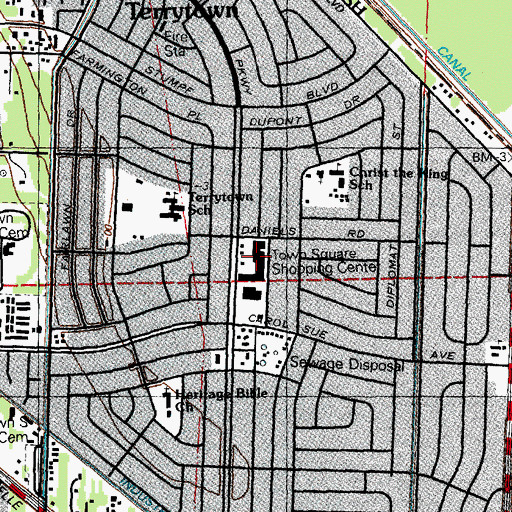 Topographic Map of Towne Square Shopping Center, LA