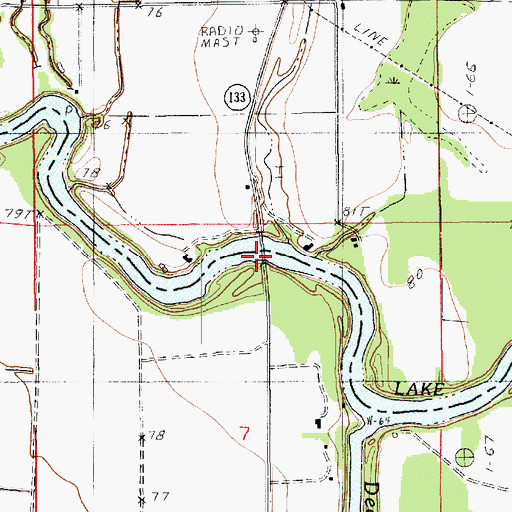 Topographic Map of Jones Ferry (historical), LA