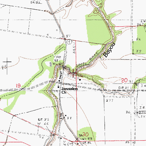 Topographic Map of White Oak Bayou, LA