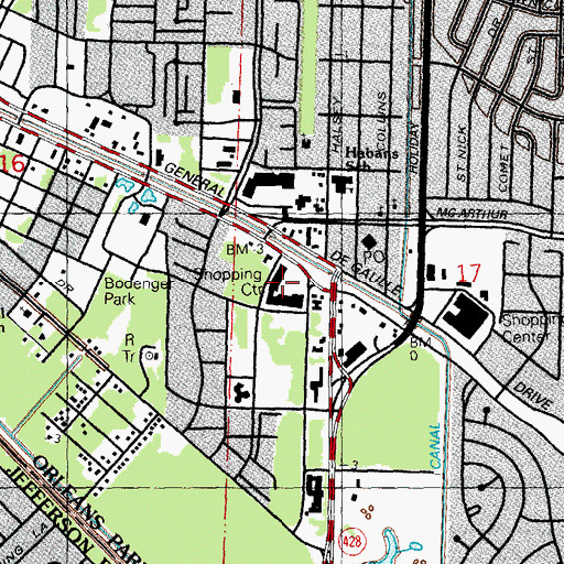 Topographic Map of Cypress Plaza Shopping Center, LA