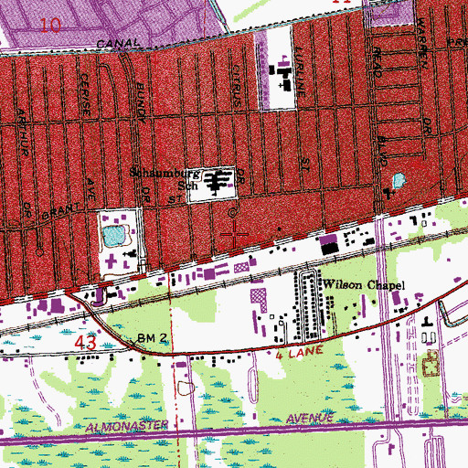 Topographic Map of Donna Villa Shopping Center, LA