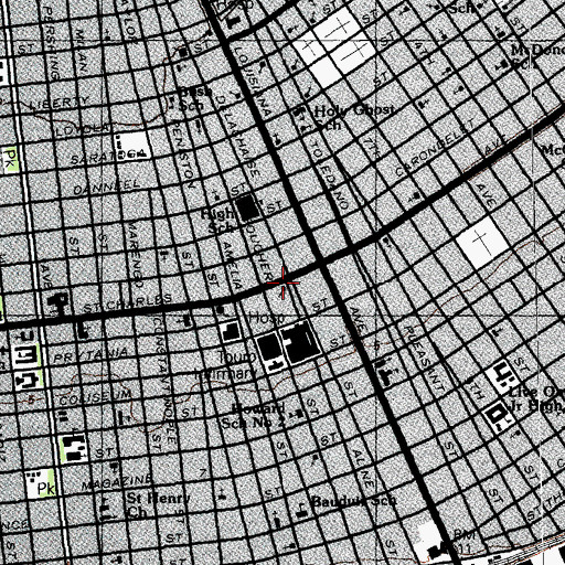 Topographic Map of First Baptist Church, LA