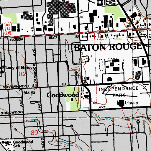 Topographic Map of Acadiana, LA