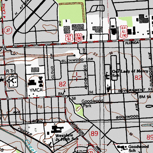 Topographic Map of Ardenwood, LA