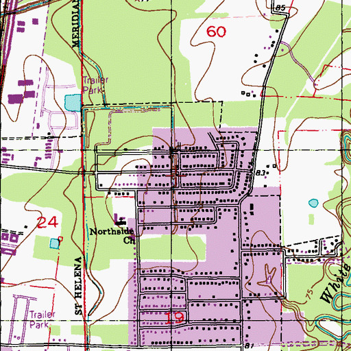 Topographic Map of Baker Estates, LA