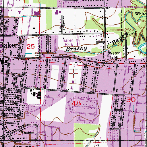 Topographic Map of Baker Hills, LA