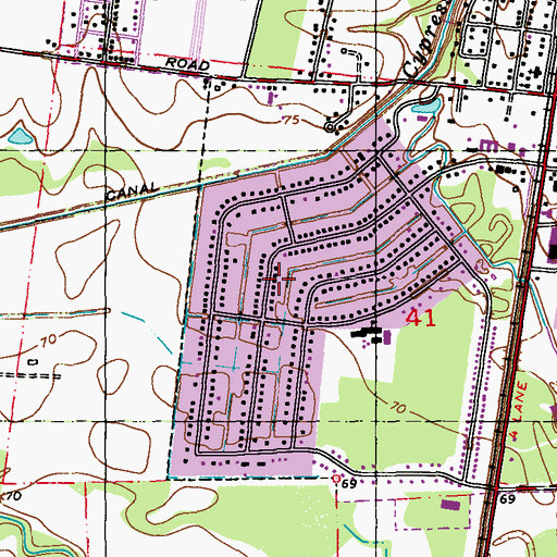 Topographic Map of Bakerfield, LA
