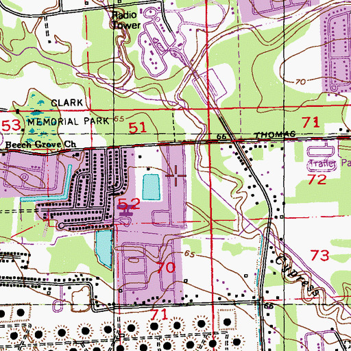 Topographic Map of Beechwood, LA