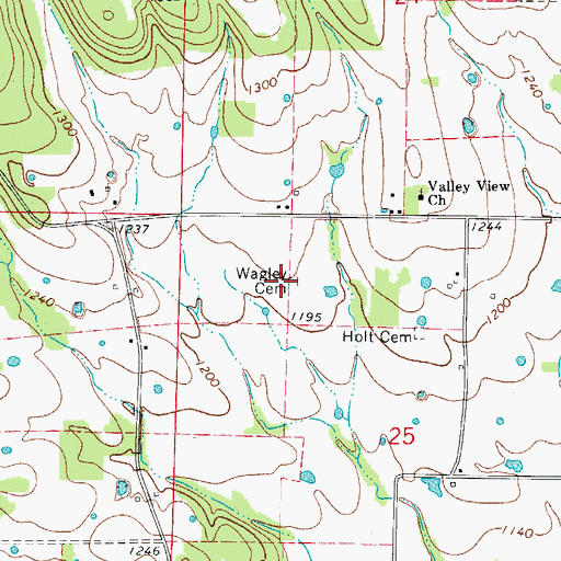 Topographic Map of Wagley Cemetery, AR