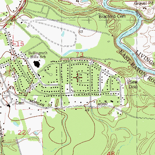 Topographic Map of Bellingrath, LA