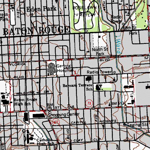 Topographic Map of Bernard Terrace, LA