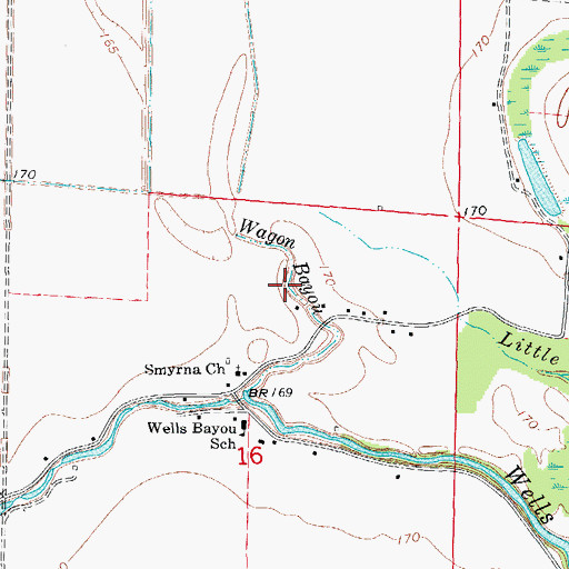 Topographic Map of Wagon Bayou, AR