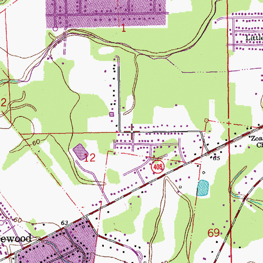 Topographic Map of Boganvilla, LA