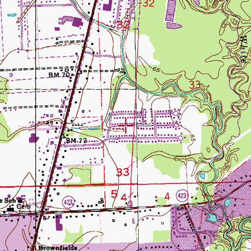 Topographic Map of Brentwood Place, LA