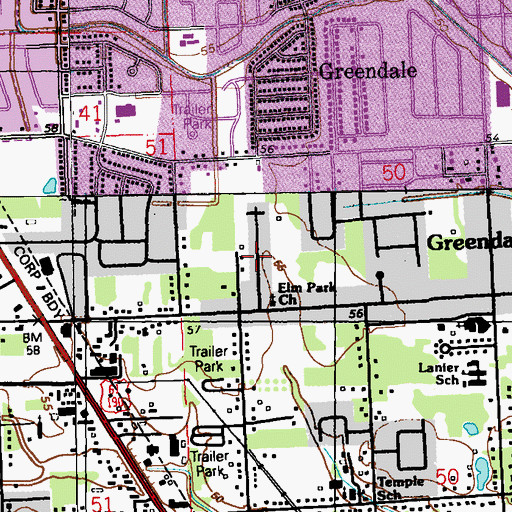 Topographic Map of Bristol, LA