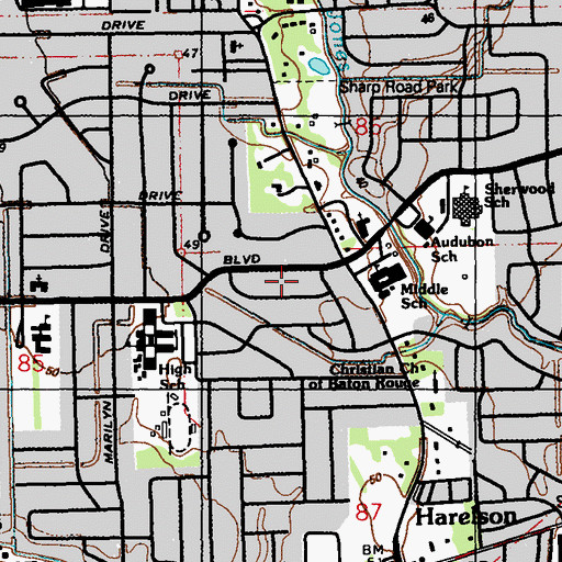 Topographic Map of Broadmoor Terrace, LA