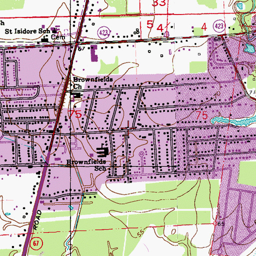 Topographic Map of Brownsfield, LA