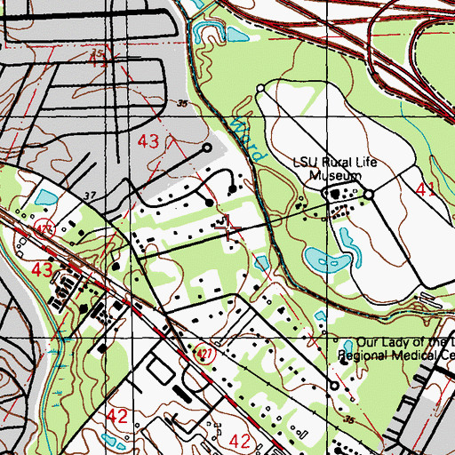 Topographic Map of Burden Estates, LA