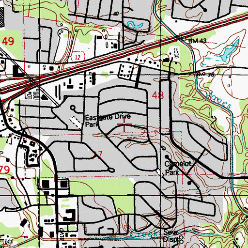 Topographic Map of Camelot, LA