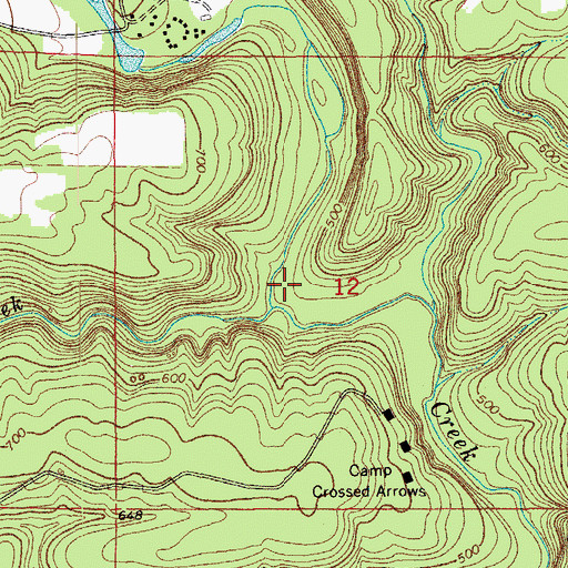 Topographic Map of Wagon Wheel Creek, AR