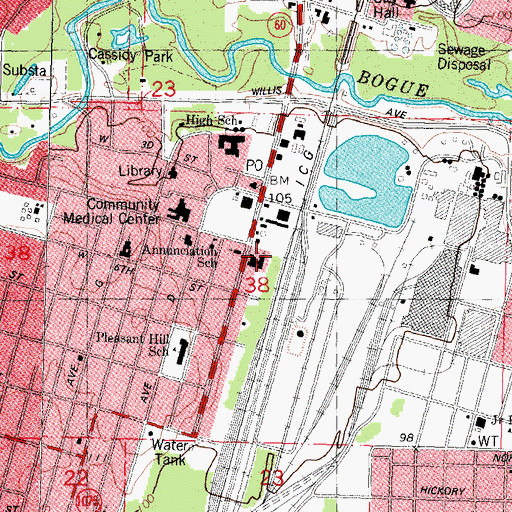 Topographic Map of Annunciation Catholic Church, LA