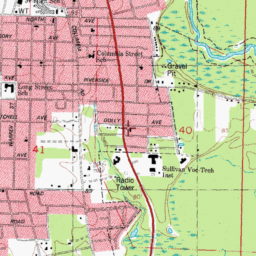 Topographic Map of Antioch Holiness Church of Christ, LA