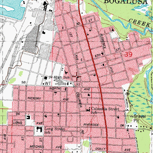 Topographic Map of First Thessalonians Baptist Church, LA