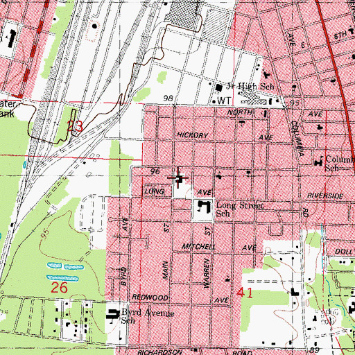 Topographic Map of Main Street Baptist Church, LA