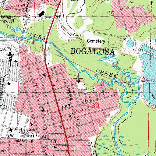 Topographic Map of Mount Bethel Baptist Church, LA