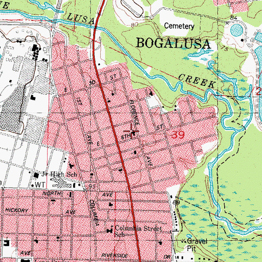 Topographic Map of Mount Carmel Baptist Church, LA