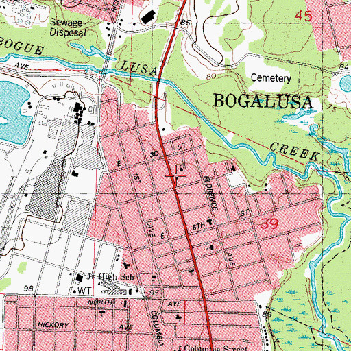 Topographic Map of Mount Zion Baptist Church, LA