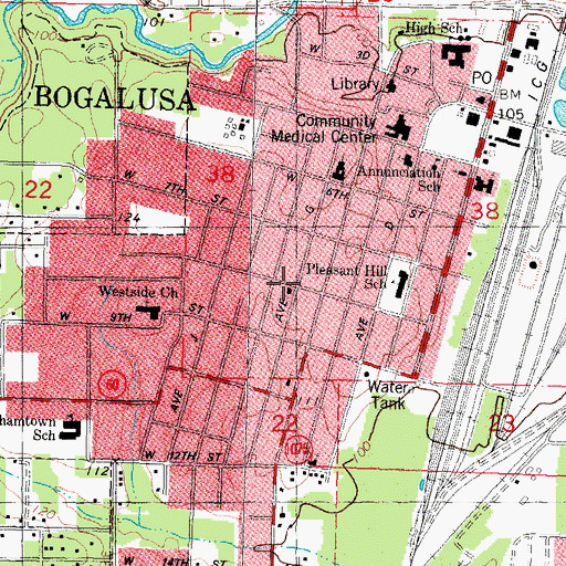 Topographic Map of Pleasant Hill Baptist Church, LA