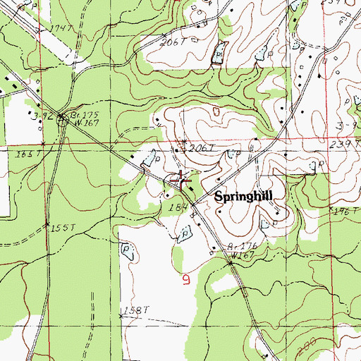 Topographic Map of Springhill Baptist Church, LA