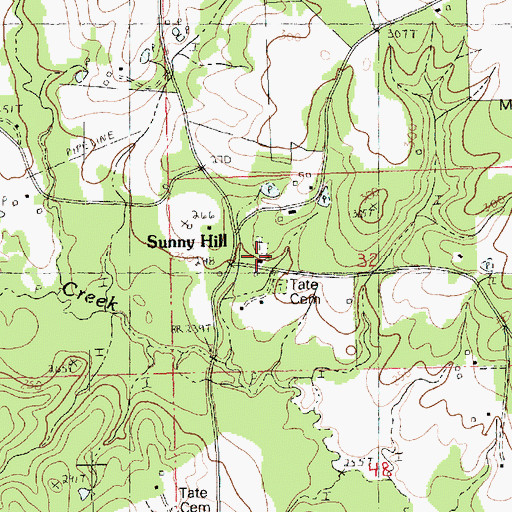 Topographic Map of Sunny Hill Baptist Church, LA