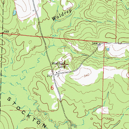 Topographic Map of Waldrep Cemetery, AR