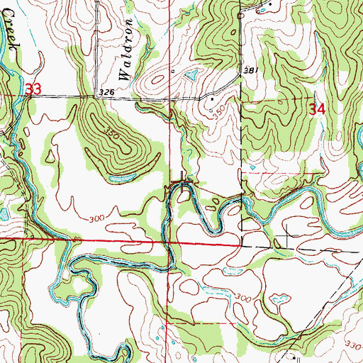 Topographic Map of Waldron Creek, AR