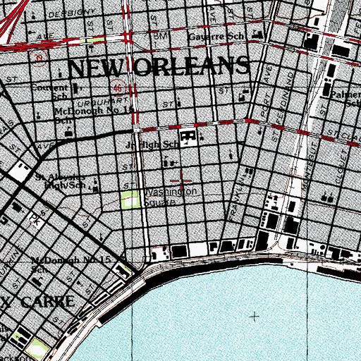 Topographic Map of Faubourg Marigny, LA