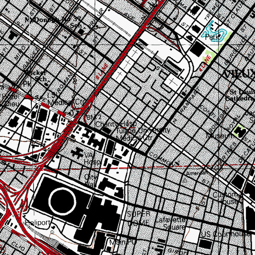Topographic Map of Fourth Presbyterian Church (historical), LA
