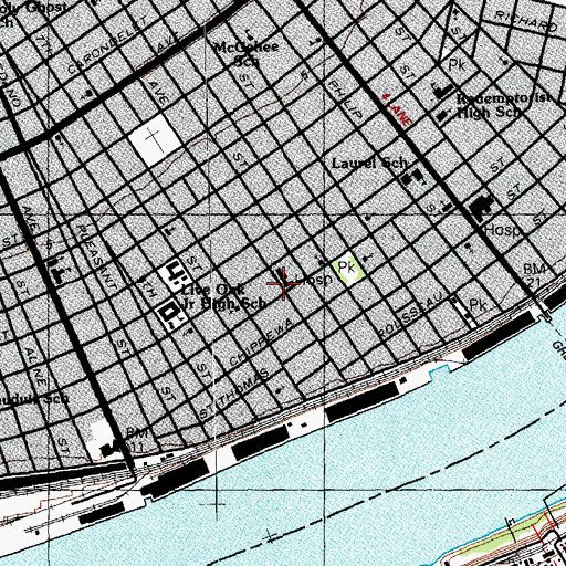 Topographic Map of Lower Garden District, LA