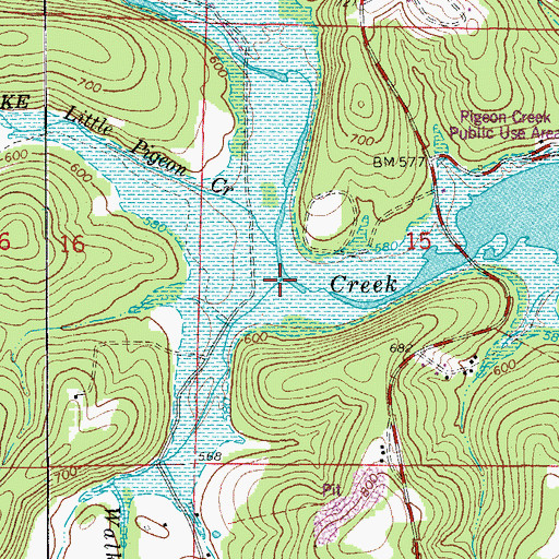 Topographic Map of Walker Creek, AR