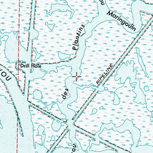 Topographic Map of Bayou des Plantins, LA